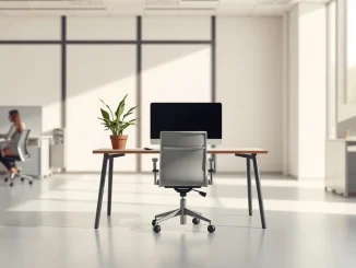 Empty office desk symbolizing Algorand Foundation staff layoffs and corporate restructuring.