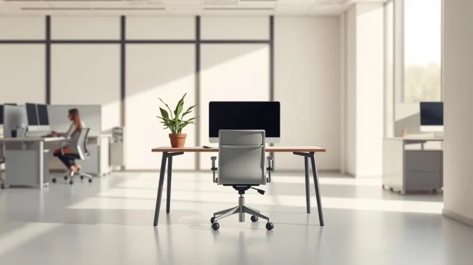Empty office desk symbolizing Algorand Foundation staff layoffs and corporate restructuring.