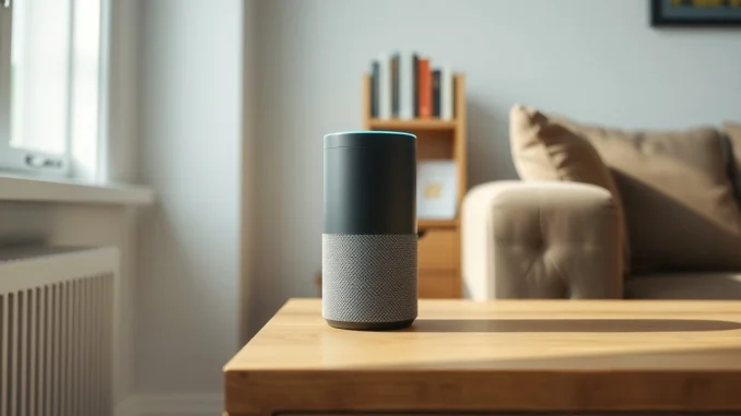 Amazon Echo device representing the launch of the Alexa+ AI assistant in the United Kingdom.