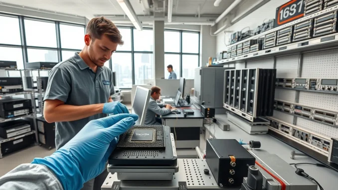 Engineers testing Amazon Trainium AI chips in AWS Austin semiconductor laboratory