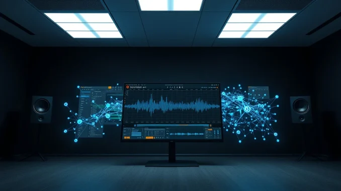 Audius cryptocurrency price analysis showing blockchain technology integrated with digital music production interface