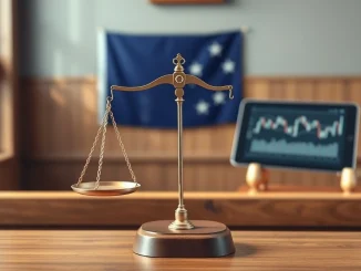 Symbolic scales of justice representing the ASIC regulatory fine against Binance Australia for compliance failures.