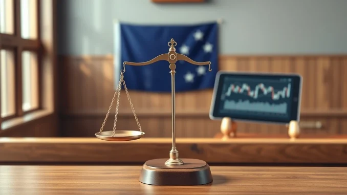 Symbolic scales of justice representing the ASIC regulatory fine against Binance Australia for compliance failures.