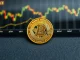 Binance Coin token on financial dashboard representing cryptocurrency price analysis and market forecast.