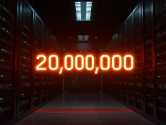 Bitcoin 20 millionth coin milestone achievement with digital counter showing 20 million in mining data center
