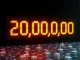 Bitcoin 20 millionth coin milestone digital counter display with blockchain visualization