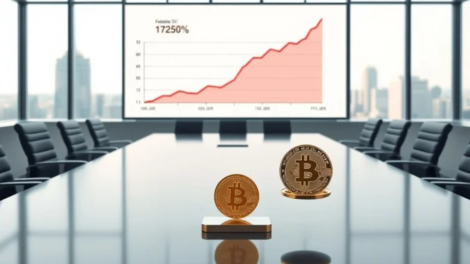 Federal Reserve boardroom scene contrasting Bitcoin's 1250% risk weight against gold bar under Basel rules.
