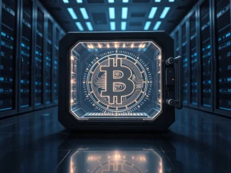 Bitcoin BIP-360 quantum defense upgrade represented as secure cryptographic vault with Merkle tree protection