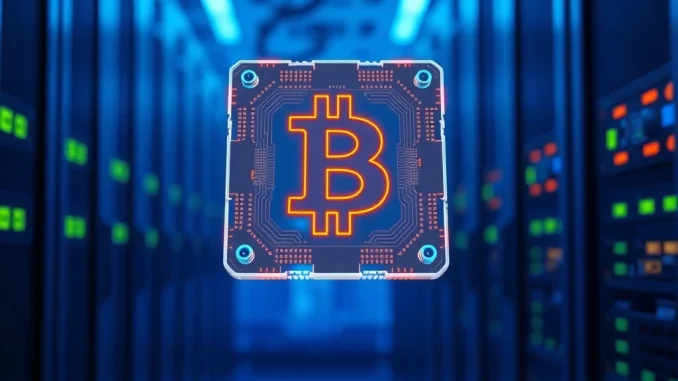 Bitcoin BIP-360 quantum computing security upgrade illustration showing quantum chip integration