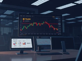 Bitcoin price chart analysis showing the $78,000 resistance level on a professional trading desk monitor.