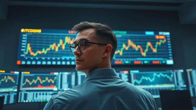Professional trader analyzing Bitcoin price charts and derivatives data showing low breakout odds to $78,000