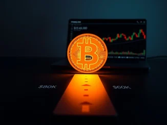 Bitcoin at a crossroads on a financial chart, symbolizing trader divergence over a bull trap and potential 2022 crash repeat.