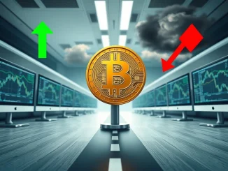 Bitcoin at a crossroads symbolizing trader divergence on market direction and potential bull trap.