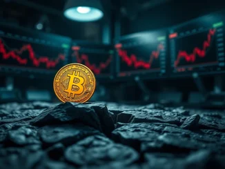 Bitcoin symbol on unstable ground representing market uncertainty and repeated price rejections at $72,000 resistance level