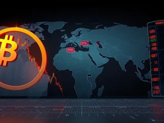 Global financial market volatility due to rising Iran-US tensions impacting Bitcoin and oil prices.