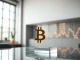 Bitcoin symbol resting on glass representing market stabilization and analysis of ETF flows.