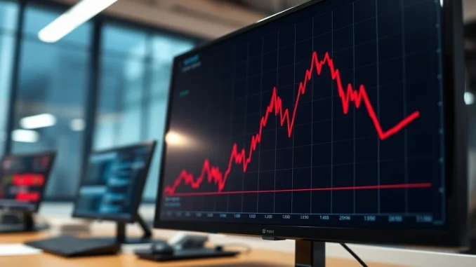 Bitcoin ETF outflows shown on a financial chart during a market downturn.