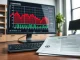 Financial trading desk showing Bitcoin ETF outflows data and legal documents representing crypto market and regulatory news.
