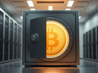 Bitcoin accumulation and secure storage represented by digital vault imagery