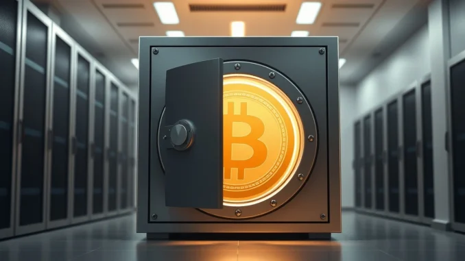 Bitcoin accumulation and secure storage represented by digital vault imagery