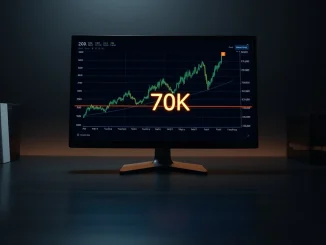 Bitcoin market analysis showing coin over global financial data as sentiment shifts to FOMO.