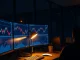 Bitcoin price chart analysis on a trading desk monitor