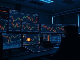 Bitcoin price chart analysis showing volatility near $71,000 with market data on screen.