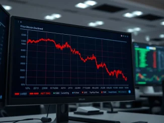 Bitcoin price crash shown on a financial dashboard graph after weak US jobs data in March 2026.