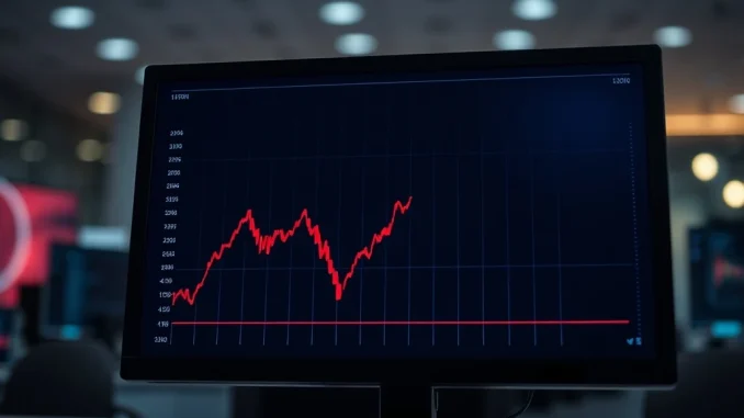 Analysis of Bitcoin price falling below $70,000 showing a sharp decline on a financial chart.