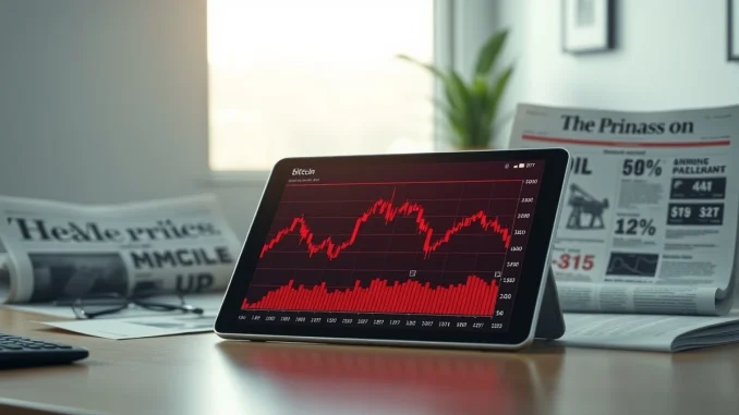 Bitcoin price chart showing decline amid oil-driven inflation concerns