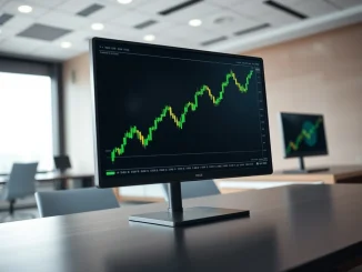 Bitcoin price prediction analysis showing a bullish candlestick chart on a trading terminal.