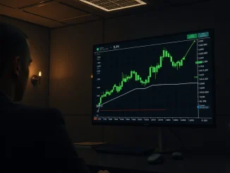Digital chart showing Bitcoin's price surge to a six-week high of $74,400.