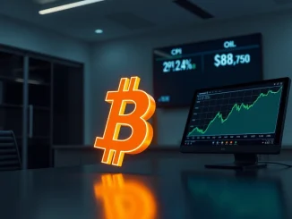 Bitcoin price rebound analysis with US CPI data and oil market trends on financial trading screens.