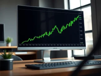 Breaking news on the Bitcoin short squeeze and price surge to $74,000, showing a financial chart.