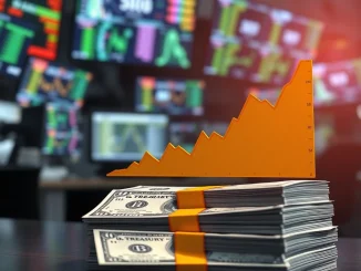 Bitcoin price chart hitting $69,420 resistance as U.S. Treasury bonds absorb market liquidity.