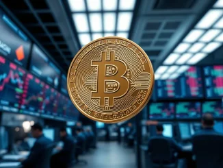 Bitcoin price correlation with stock market trading floor analysis