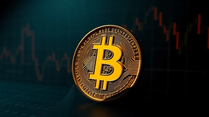 Bitcoin supply in profit metric analysis showing a coin partially in light and shadow, representing market cycle data.
