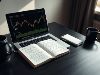 Analyst reviewing Bitcoin SV price charts and market data on a laptop.