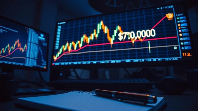 Bitcoin price chart analysis showing key support level at $70,000.