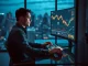 Professional cryptocurrency trader analyzing Bitcoin price charts and Polymarket data to earn a $2.3 million profit.