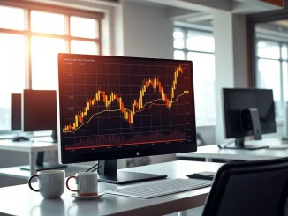 Bitcoin market volatility analysis showing trading terminal with dramatic price chart movements for cryptocurrency investors