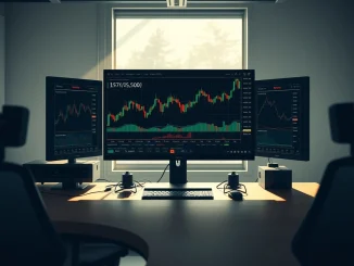 Bitcoin price volatility analysis showing trading desk with BTC charts at key $70K and $80K levels