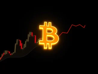 Bitcoin symbol and financial chart illustrating the critical 200-week exponential moving average trend line resistance.