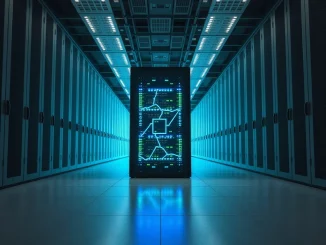 Secure data center server rack representing BitMine's large-scale Ethereum accumulation strategy and institutional crypto investment.