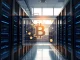 BlackRock institutional Bitcoin investment visualized through blockchain data and server infrastructure