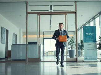 Employee returning to Block Inc office after recent layoffs and AI-driven restructuring.