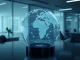 Blockchain prediction markets visualized through data streams on a digital globe representing real-time global forecasting