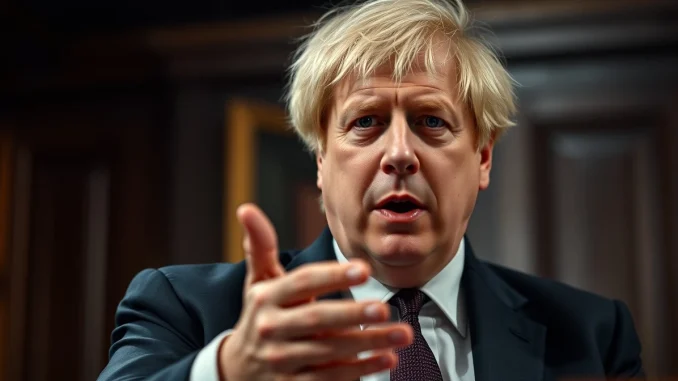 Former UK Prime Minister Boris Johnson speaking about Bitcoin and cryptocurrency.
