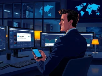 Breaking cryptocurrency news coverage showing financial journalist monitoring Binance lawsuit and Ripple developments