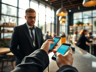 Person using a smartphone for a contactless payment with the Bybit Card in Georgia.
